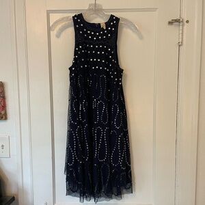 RAGA Beaded Swing Mini Dress, Navy, size Medium